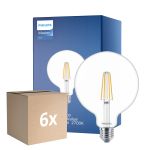 Lot 6x Philips MASTER Value LED Globe E27 120mm Filament Claire 5.9W 806lm - 927 Blanc Très Chaud | Meilleur rendu des couleurs - Équivalent 60W