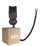Lot 50x Noxion GST - Compatible Câble d’alimentation Noir - Mâle + Extrémités ouvertes - 0,3m - 2 pole 0,75mm2