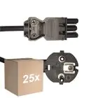 Lot 25x Noxion GST-Compatible Câble d’alimentation - Femelle + Schuko Europlug - Noir 1.5m - 3 pole 0.75mm2